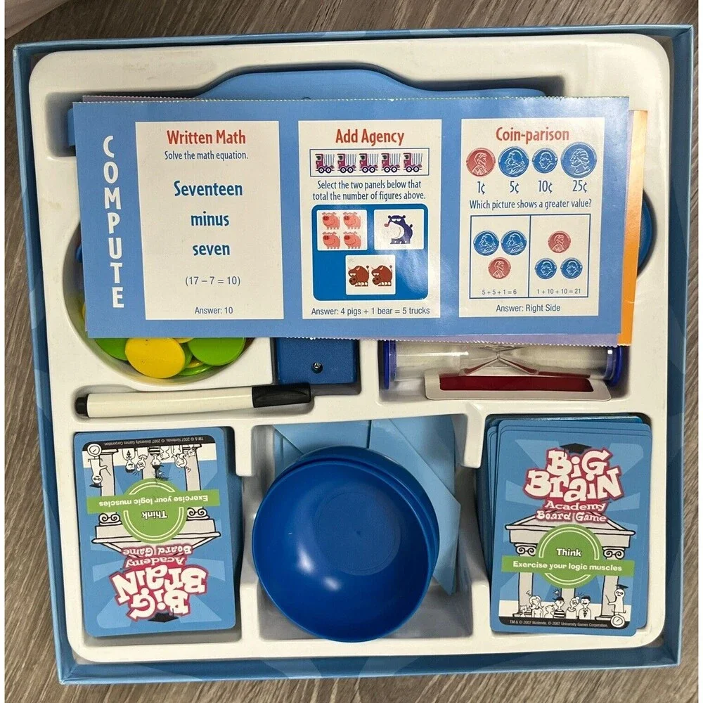 Big Brain Academy Board Game Family Teams Educational Math Analyze Memory Puzzle